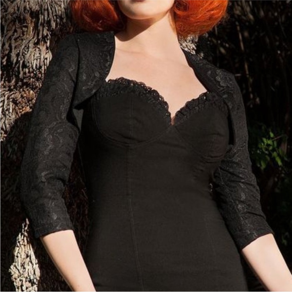 Pinup Couture Lace Mesh Bolero Shrug - M L